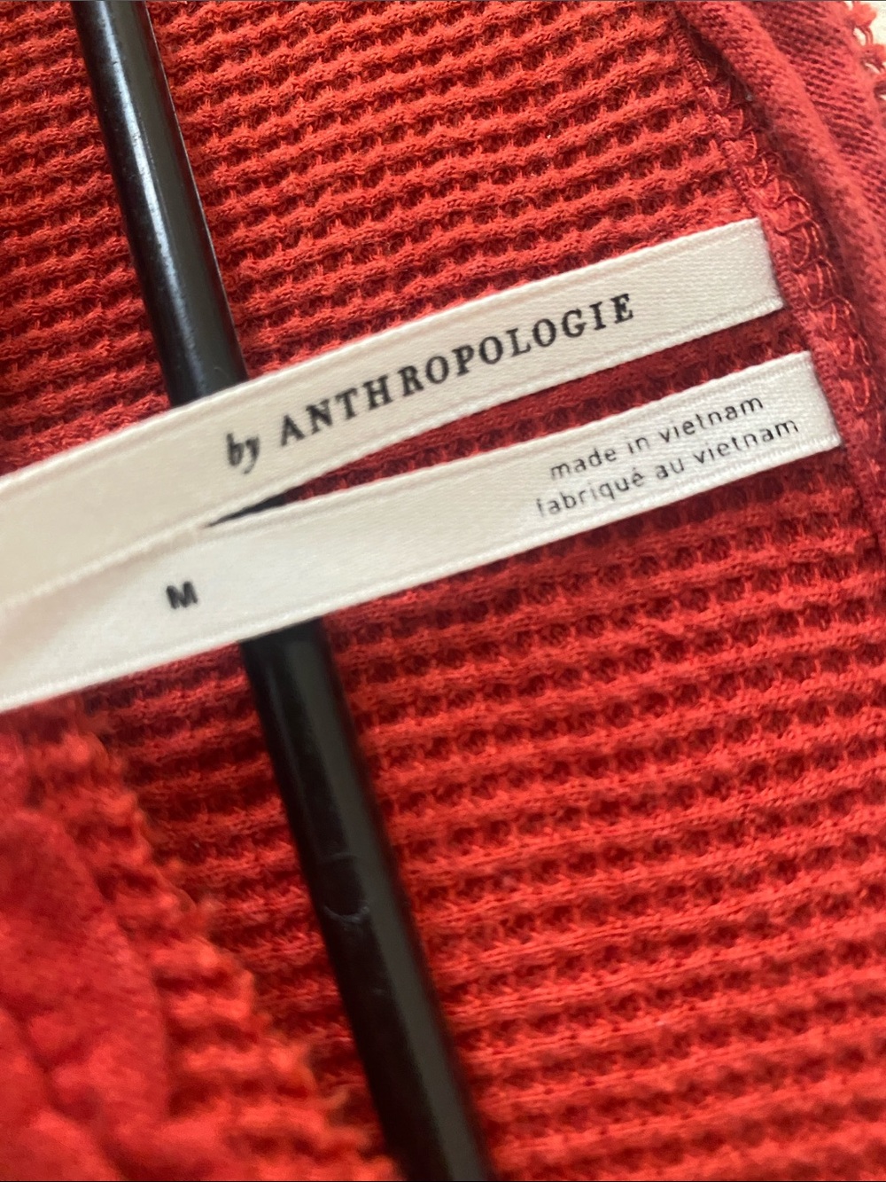 Anthropologie Red Waffle Knit Sweater - Picture 9 of 10